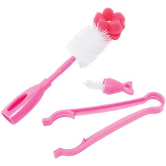 Kit Escova E Pinça Para Mamadeira Rosa Buba (502404)