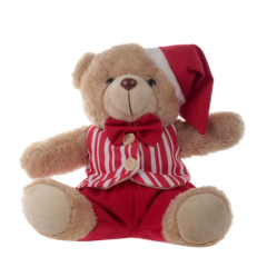 Boneco De Natal Urso Vermelho/Bege 20 Cm - D&A (658594)