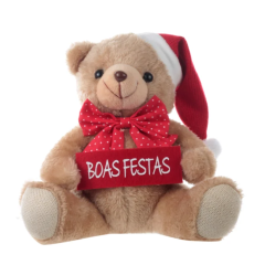 Boneco De Natal Urso Sentado Boas Festas 20 Cm - D&A (658598)