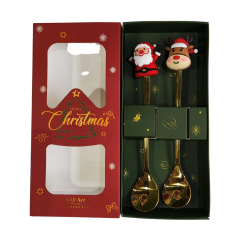 Colher 29382 C/2 Unidades Dourada Papai Noel/Bneve - Yangzi (659975)