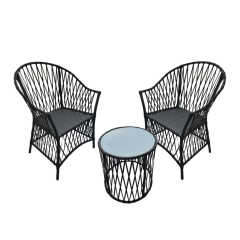 Conjunto para Terraço com 2 Poltronas e Mesa de Centro Grafite - Neves Rattan (660159+660160)