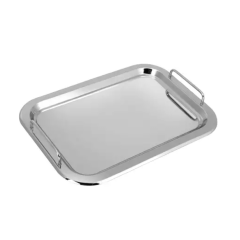 Bandeja Retangular Em Inox Com Alcas 41 X 29 Cm - Unygift (671706)