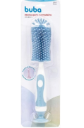 Escova limpa Mamadeira Cerdas Silicone  2 em 1 Azul 16275-Buba(643966)