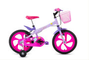 Bicicleta Infantil Lumi  Aro 16 Plástico Rosa Quadro Aço Carbono LM161S Lilas Houston Bike c/ Cesta(652261)