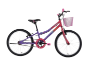 Bicicleta Juvenil Win Bixy Aro 20 Alumínio Polido Rosa Perola/Roxo Houston Bike c/ Cesta(652255)