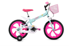 Bicicleta Infantil Lumi Aro 16 Plástico Rosa Quadro Aço Carbono LM163S Verde Esmeralda Houston Bike c/ Cesta(652262)