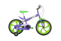 Bicicleta Ludi Infantil Aro 16 Plástico Verde Quadro em Aço Carbono LD162S  Roxo Houston(652259)