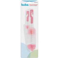 Kit De Escova Para Mamadeira Com Esponja Rosa Buba