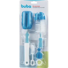 Kit Escovas Mamadeiras De Bico E Canudos Azul 7290 - Buba(529187)