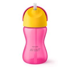 Copo Com Canudo Curvado 300 ml Rosa Avent (574363)