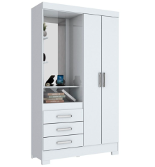 Guarda Roupa Henn Briz B64 com 2 Portas 3 Gavetas - com Espelho (616512)