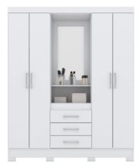 Guarda Roupa B24 4 Portas com Espelho 3 Gavetas Branco - Henn (622698)