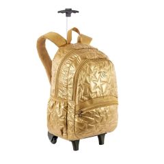 Mochila 76096-43 Dourada Com Rodas Capricho Estrelas - Sestini (654641)