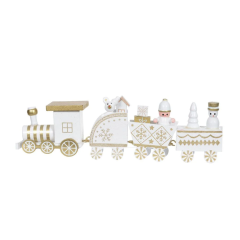 Trem Decorativo Natal Madeira Branco/Dourado - D&A (658516)