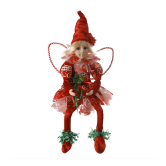 Boneco Natal - Fada Pendurar Vermelho / Verde 35 Cm D&A (658591)