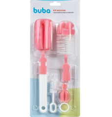 Kit Escovas para Mamadeiras De Bico E Canudo Rosa 7291 - Buba(529188)