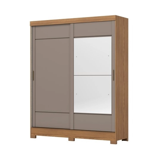 Guarda-roupa 2 portas com espelho nature/avelã B74 - Henn (695524