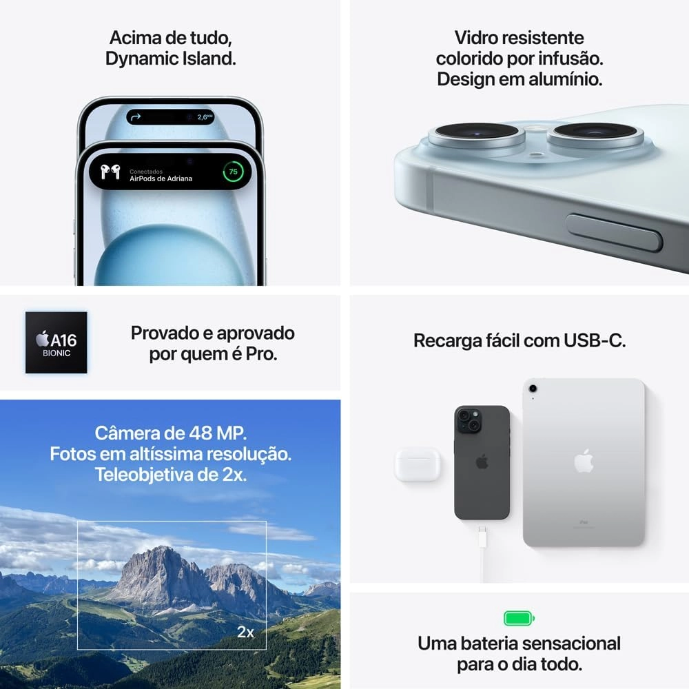 Iphone 15 128GB Preto - Apple (655939) | Lojas Pintos | Impossível